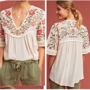 Anthropologie Ranna Gill Jumel Embroidered Blouse